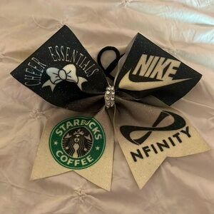 black and white cheer bow